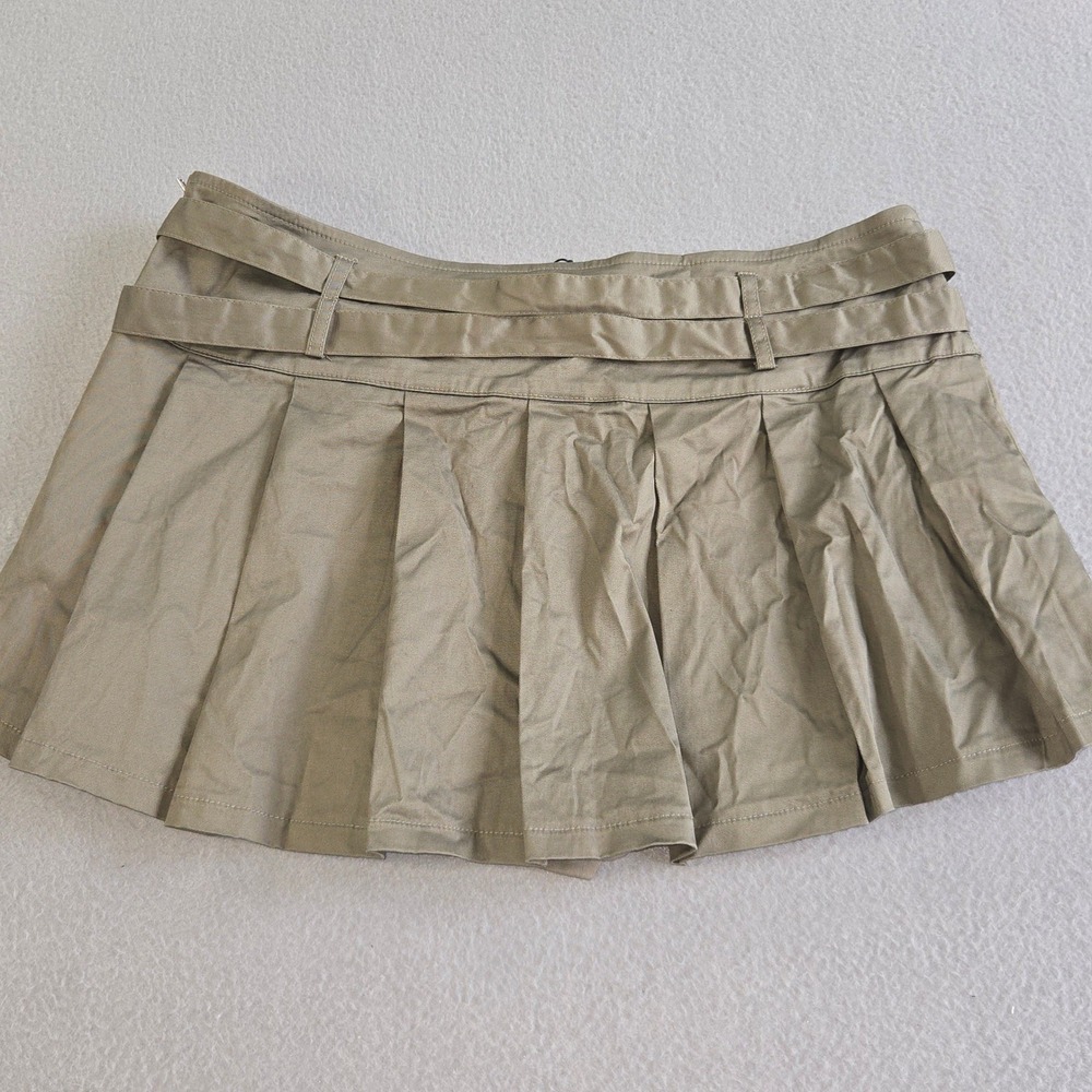 Fashion Nova Pleated Skort Womens Large Olive Green‎ Double Belted Mini Utility - Picture 3 of 8